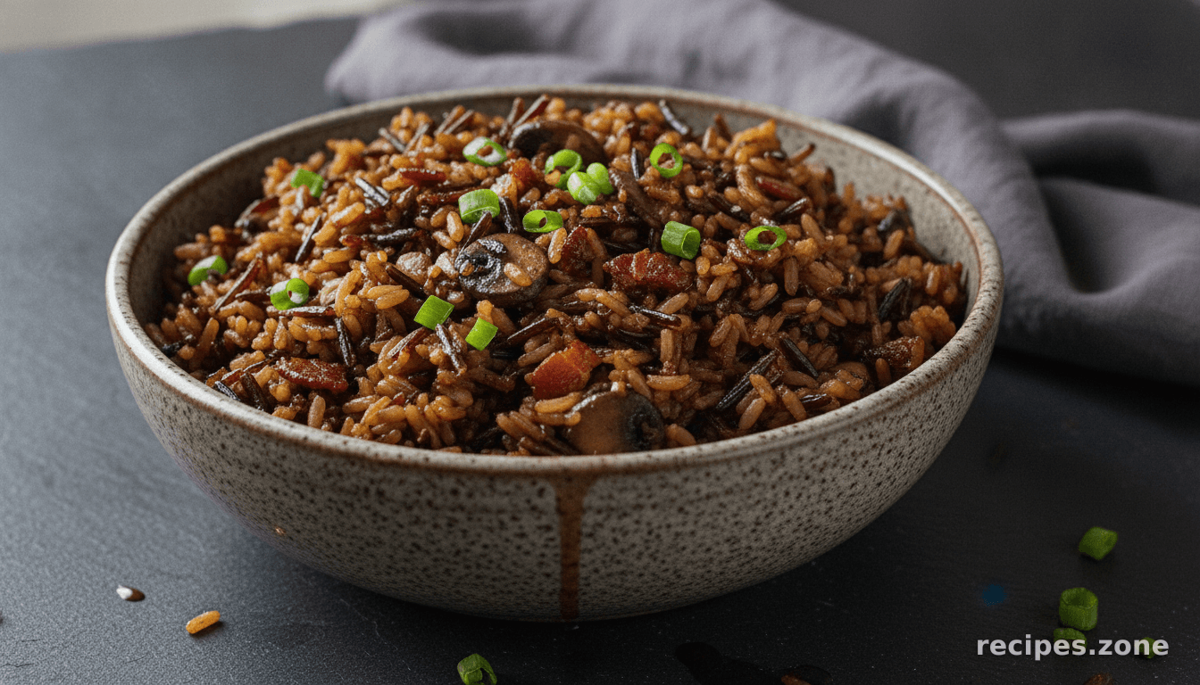 Wild Rice With Bacon, Mushrooms & Green Onions