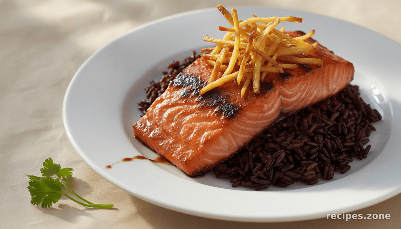 Sweet-N-Smoky Salmon With Ginger Mahogany Rice