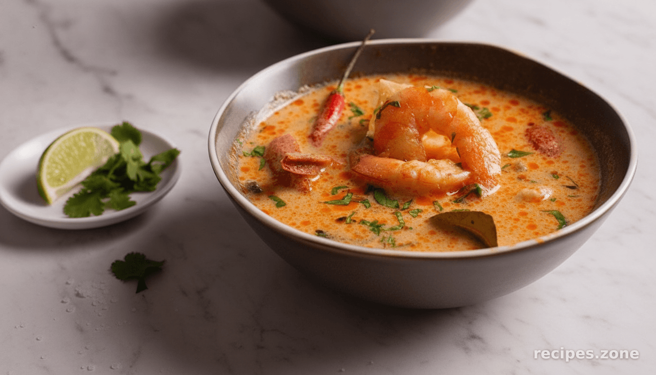Tom yum soup with prawns