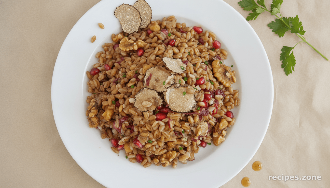 Fall Farro Salad with Pomegranate, Walnut & Truffles