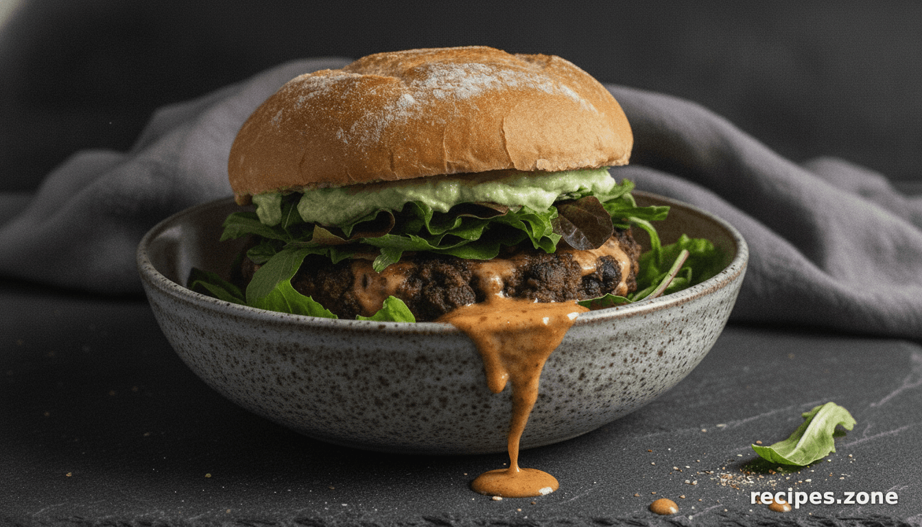 Chipotle Cheese Stuffed Black Bean Burgers with Avocado Creme