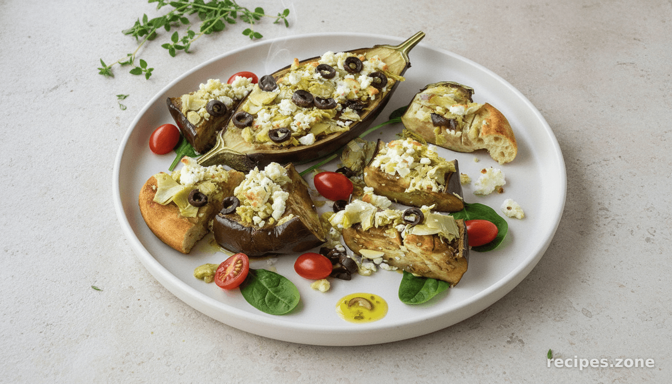 Roast aubergine with goat's cheese & toasted flatbread