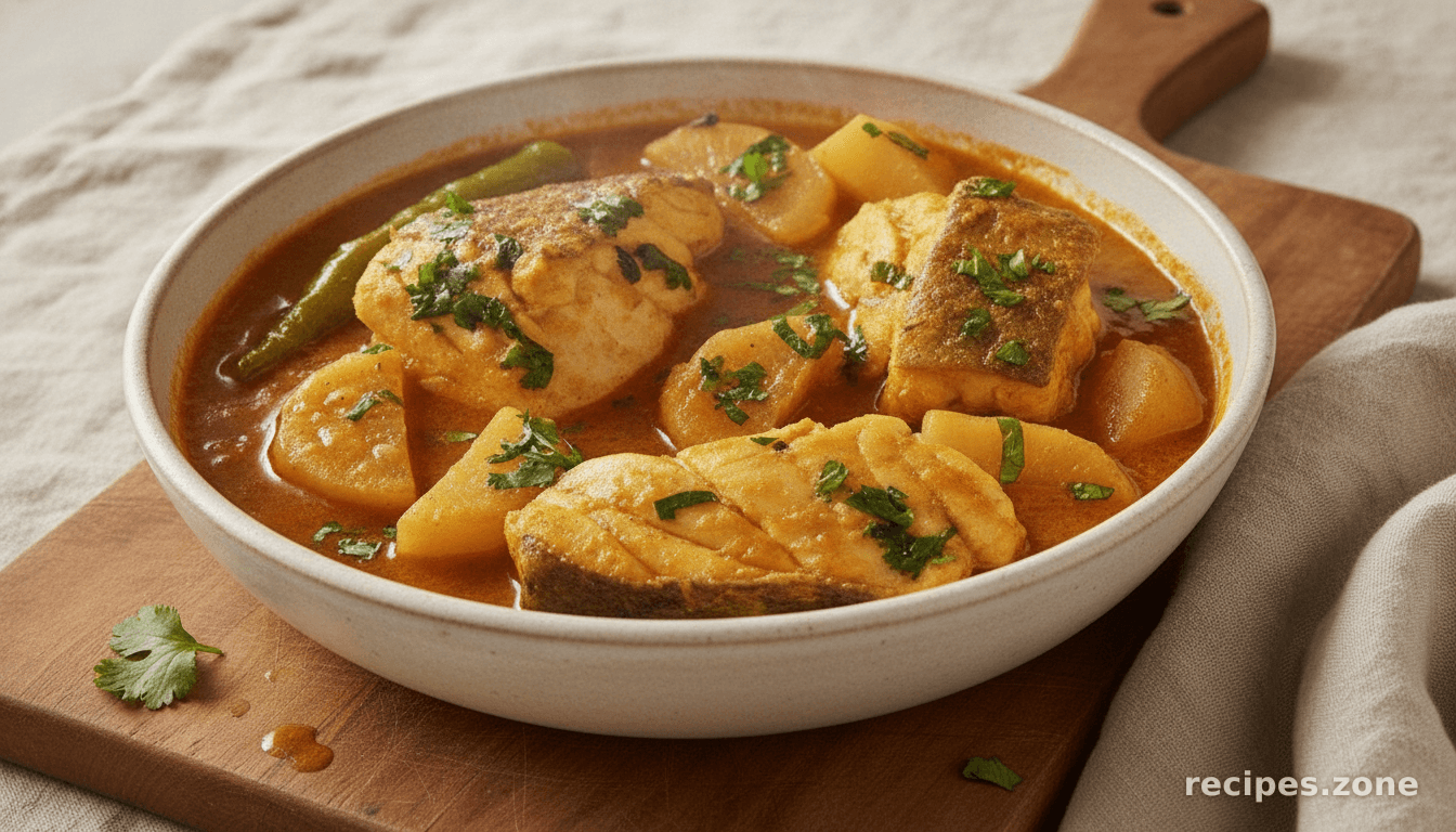 Bangladeshi fish curry with daikon