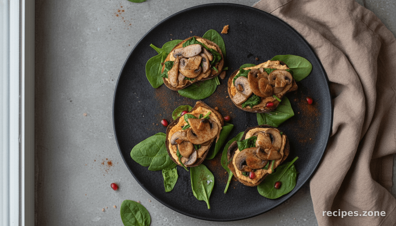 Mushroom Hummus Crostini