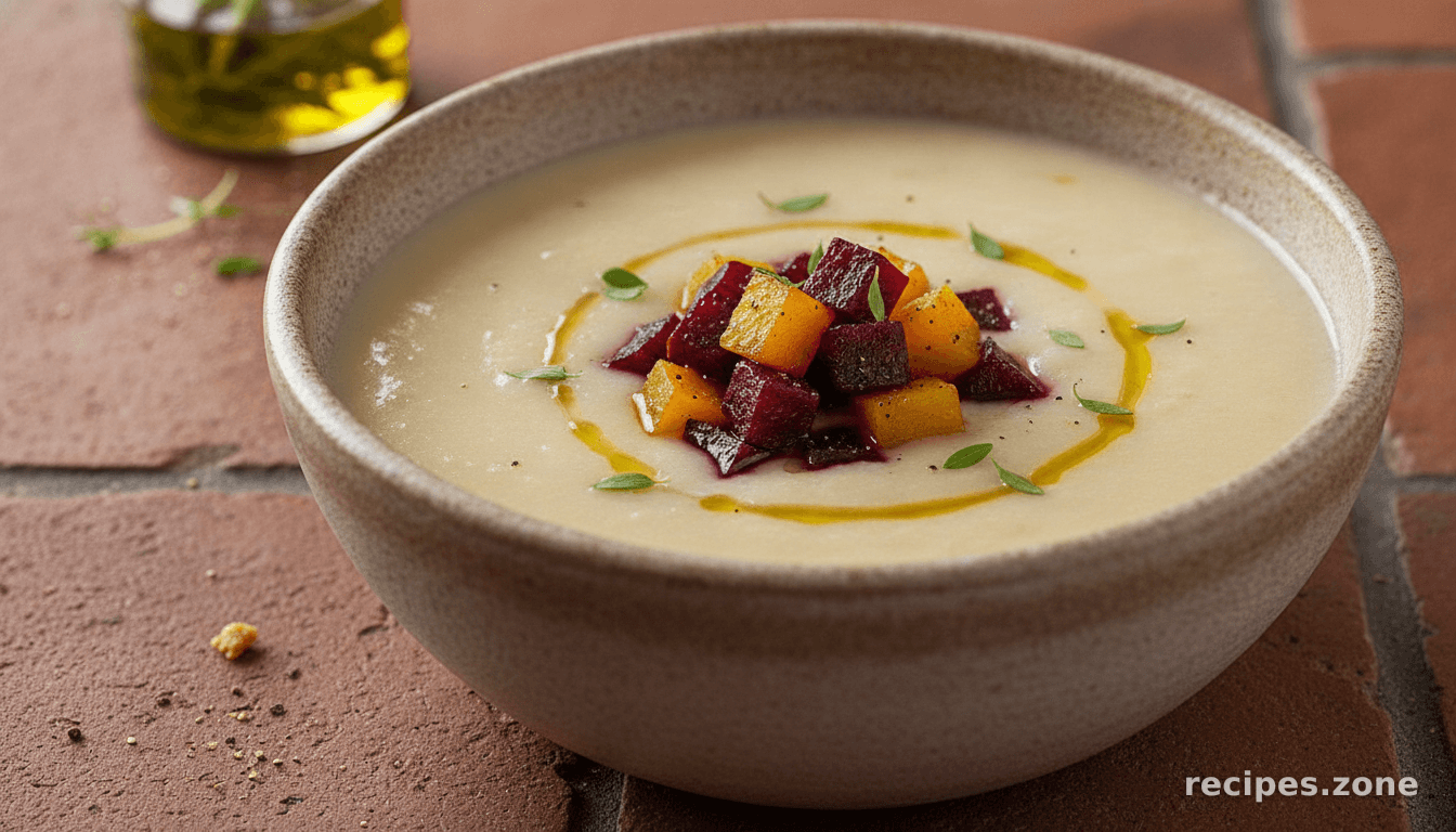 Potato & Leek Soup with Roasted Beets