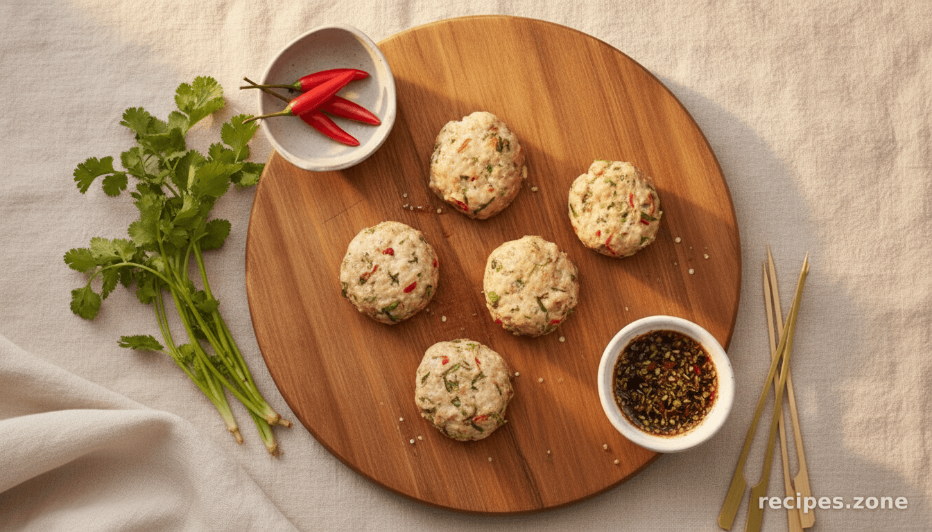 Thai chicken cakes with sweet chilli sauce