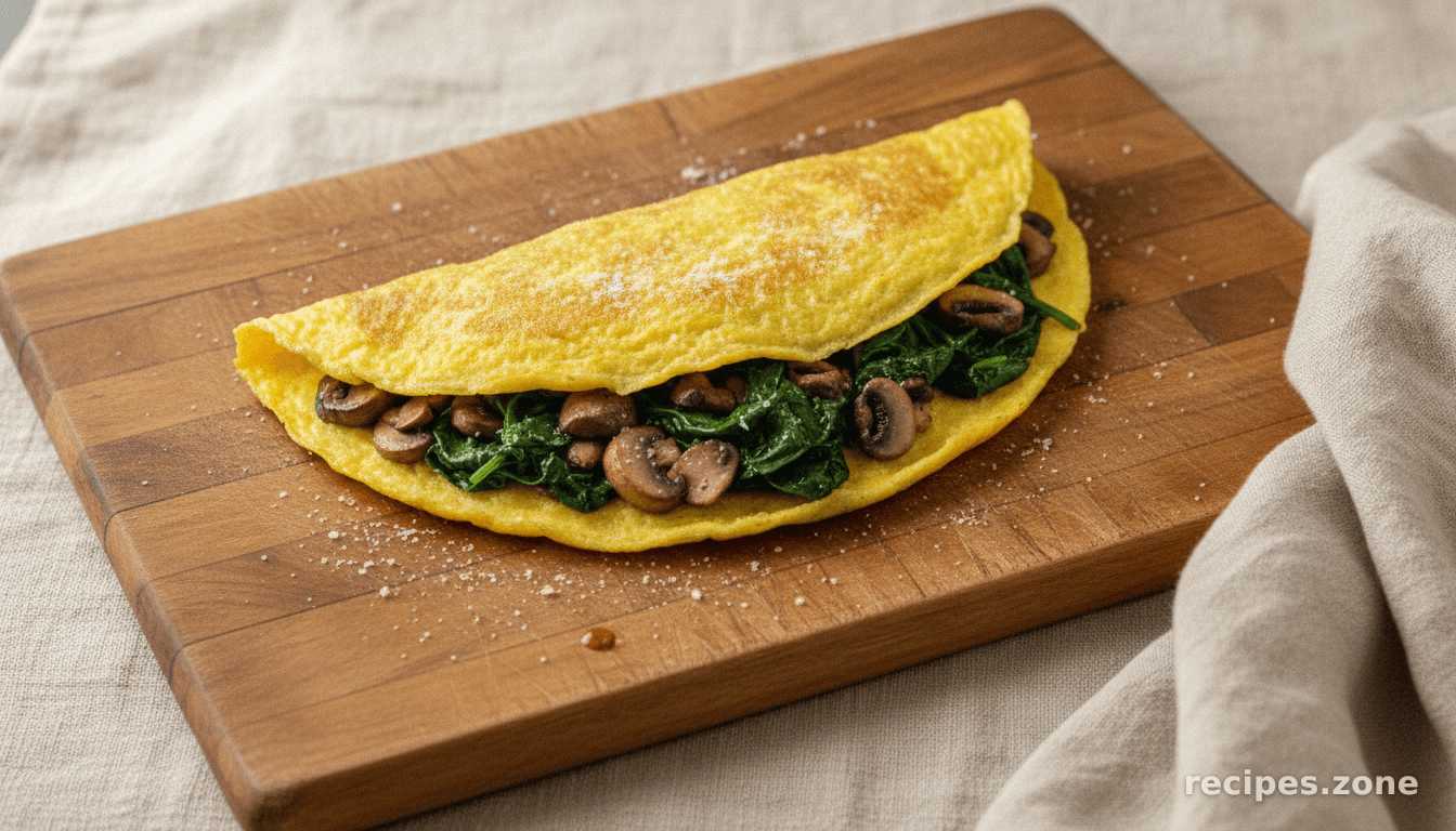 Spinach Mushroom Omelette with Parmesan