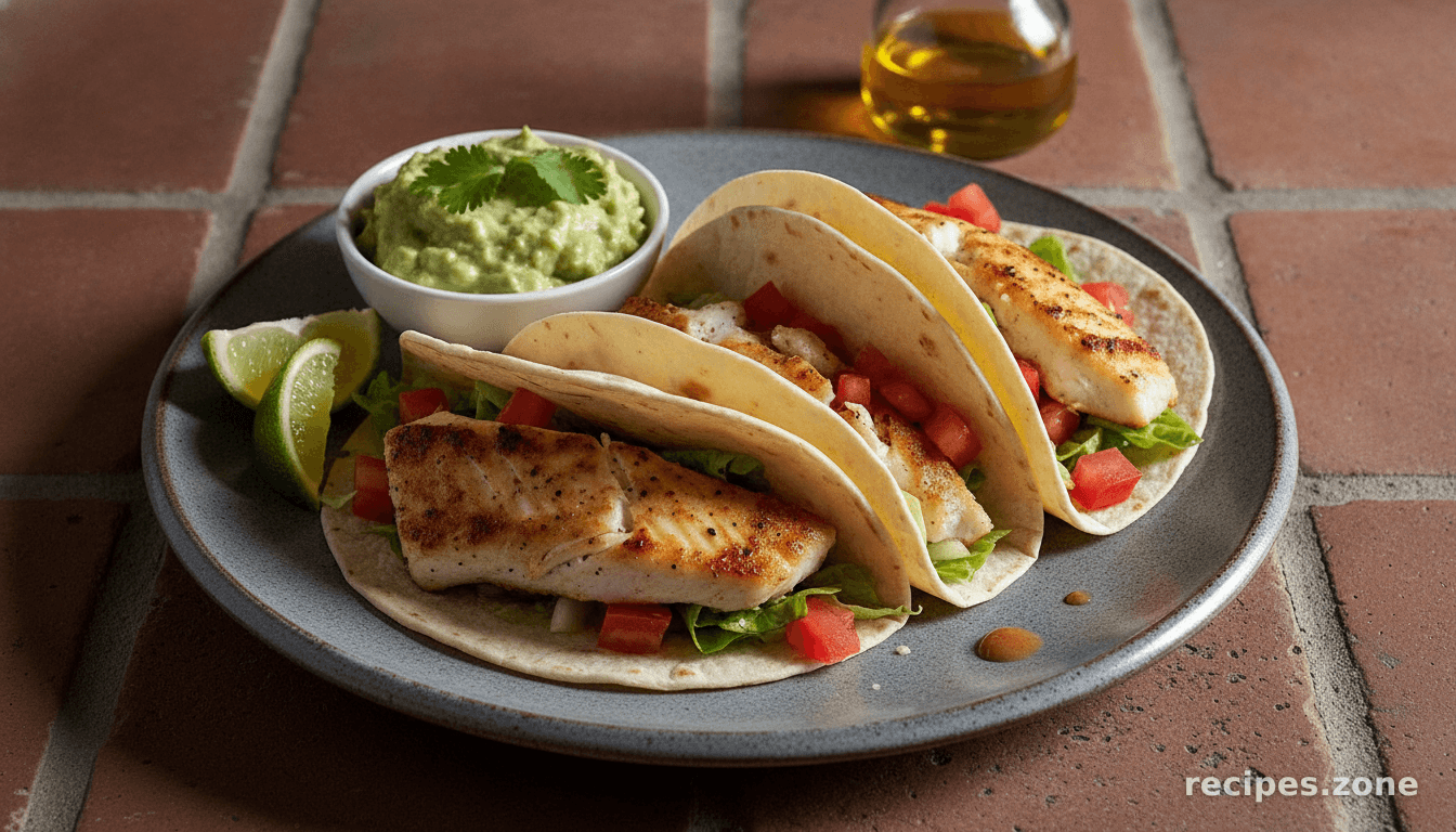 Grilled Fish Tacos with Spicy Tequila-Lime Guacamole