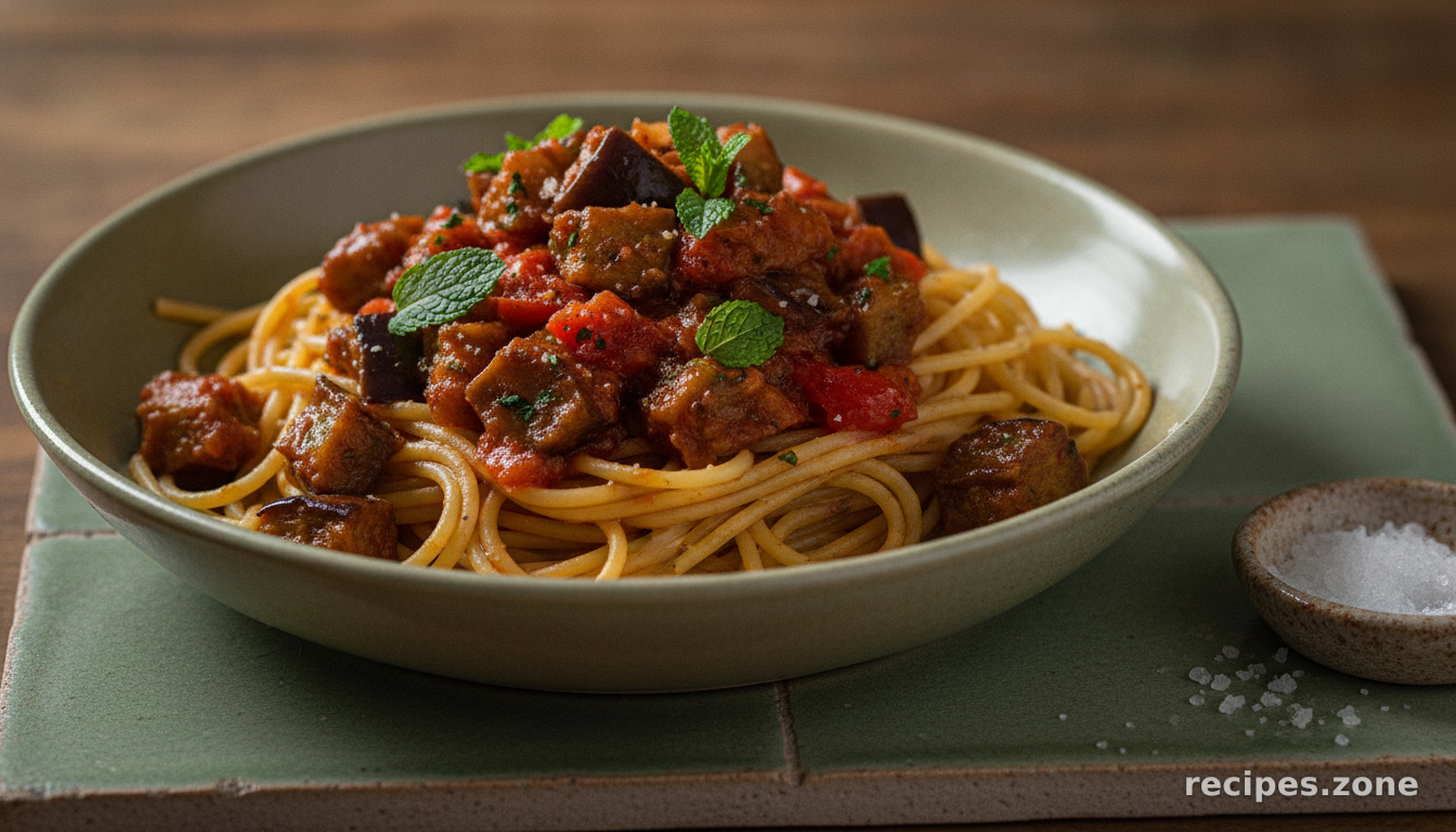 Spicy Eggplant Spaghetti