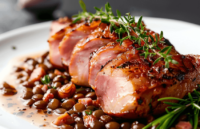 Pork Loin with Black Forest Ham and Lentils Recipe