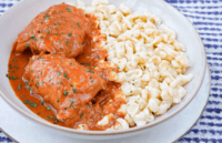 Traditional Slovak Chicken Paprikash with Herbed Dumplings