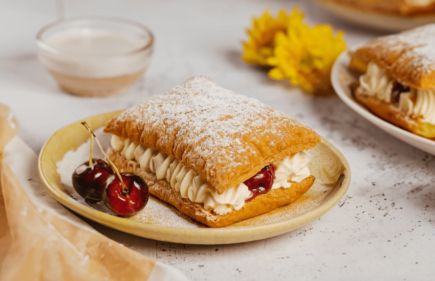 Bavarian Cream Slice with Cherries