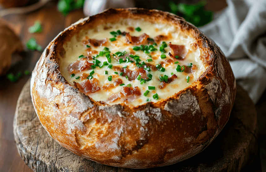 Bryndza Soup in a Bread Bowl - A Taste of Slovak Tradition