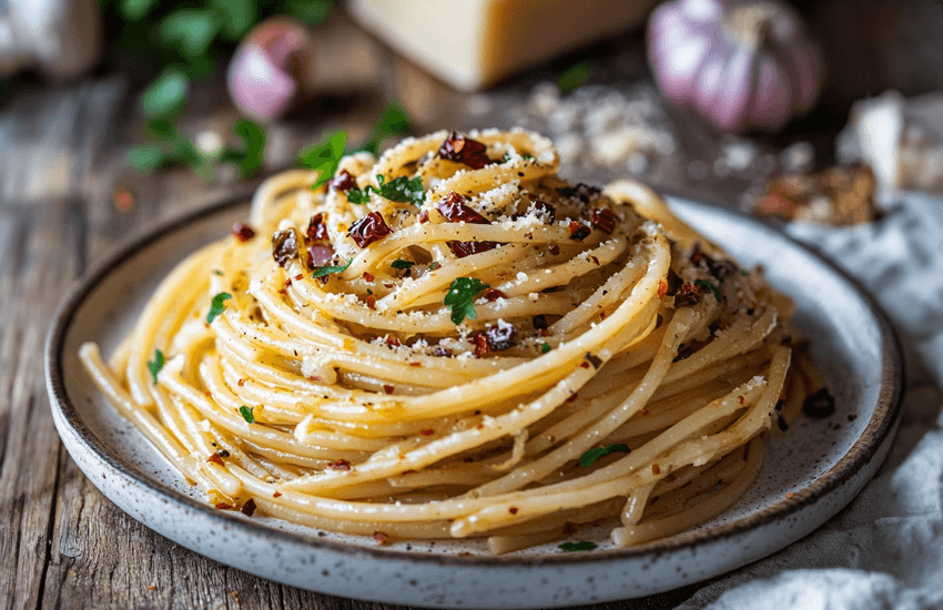 Caramelized Onion Pasta with Chilli Oil