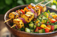 Grilled Tofu Skewers and Summer Salad