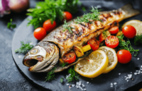 Grilled Trout Stuffed with Vegetables