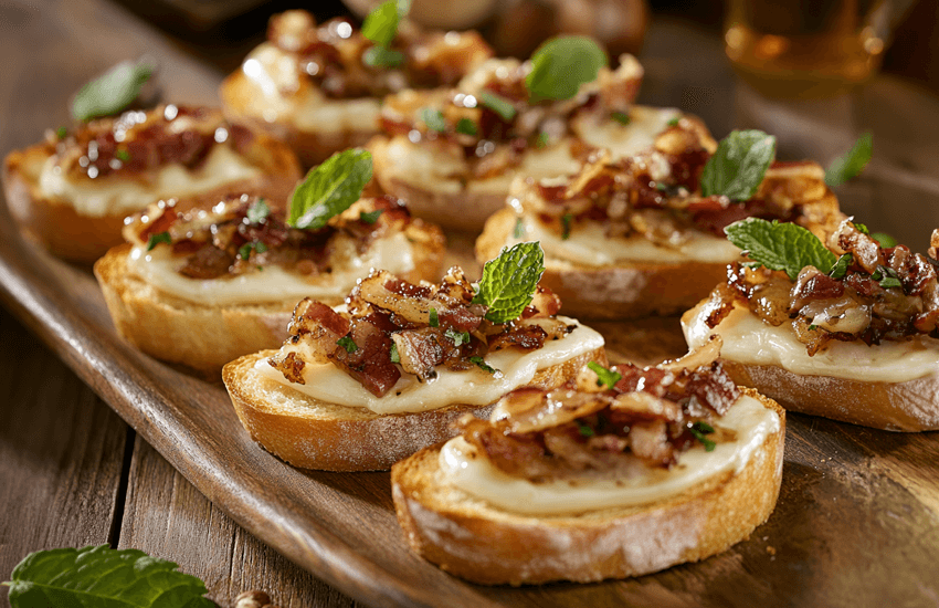 Oven-Baked Baguette Slices with Brie Cheese