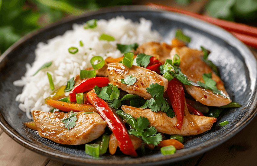 Turkey Sauté with Vegetables and Jasmine Rice