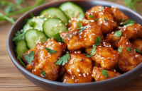 Chicken Bites in Sweet and Sour Sauce with Fennel-Cucumber Salad