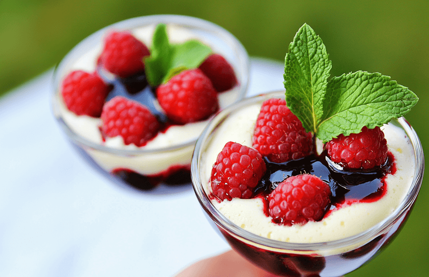 Raspberries with Balsamic Sauce and Prosecco Sabayon